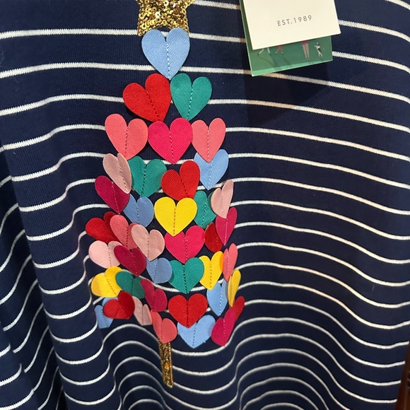 This is a Joules Navy Boatneck Stripe Top: Harbour Luxe Tree - Picture 5 of 5